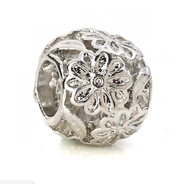 Perlen Silber Antik mit Blumen Geschnitzt