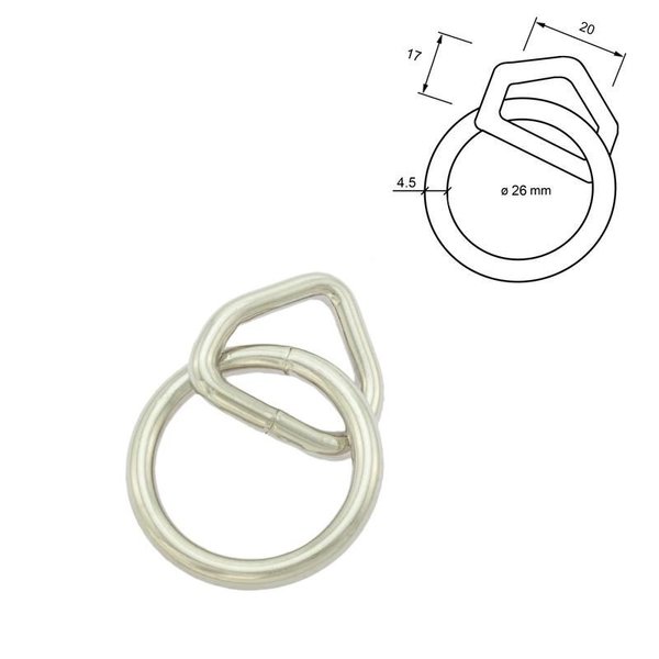 O-Ring mit Triangel - Vernickelt